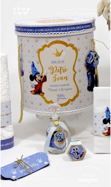 Trusou de botez Mickey Mouse personalizat grafic prin coasere cu imagini Disney Royal The King 4